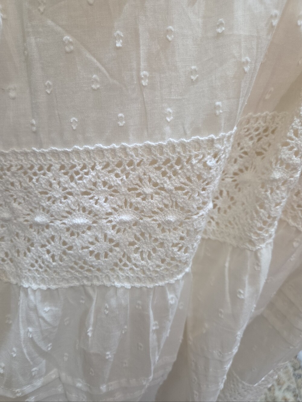 Nwt M & 1X & 2X Jennifer & Grace Women's OffWhite Eyelet Tiered Maxi SkirtB3 - Picture 6 of 17